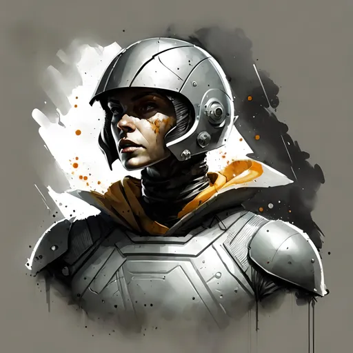 Prompt: Futuristic warrior with dark helmet