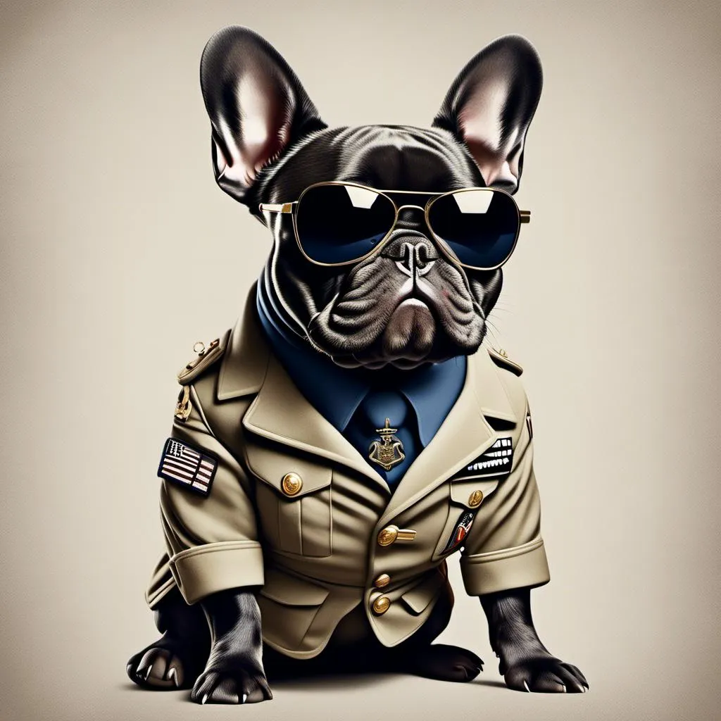 Prompt: French Bulldog <mymodel> in U.S. Navy seal style.