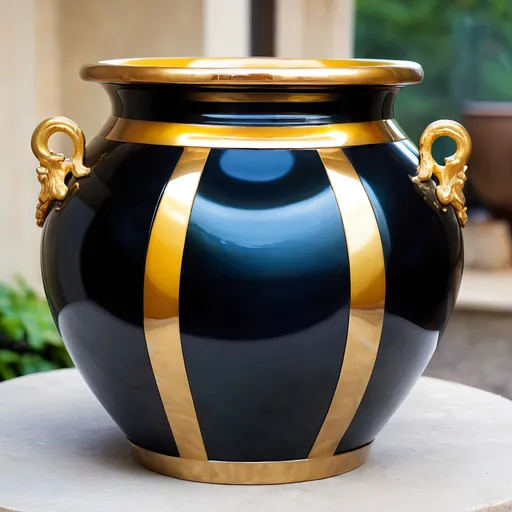 Prompt: giant Onyx and gold pot.