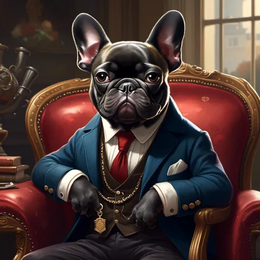 Prompt: <mymodel>French Bulldog as a mafioso.