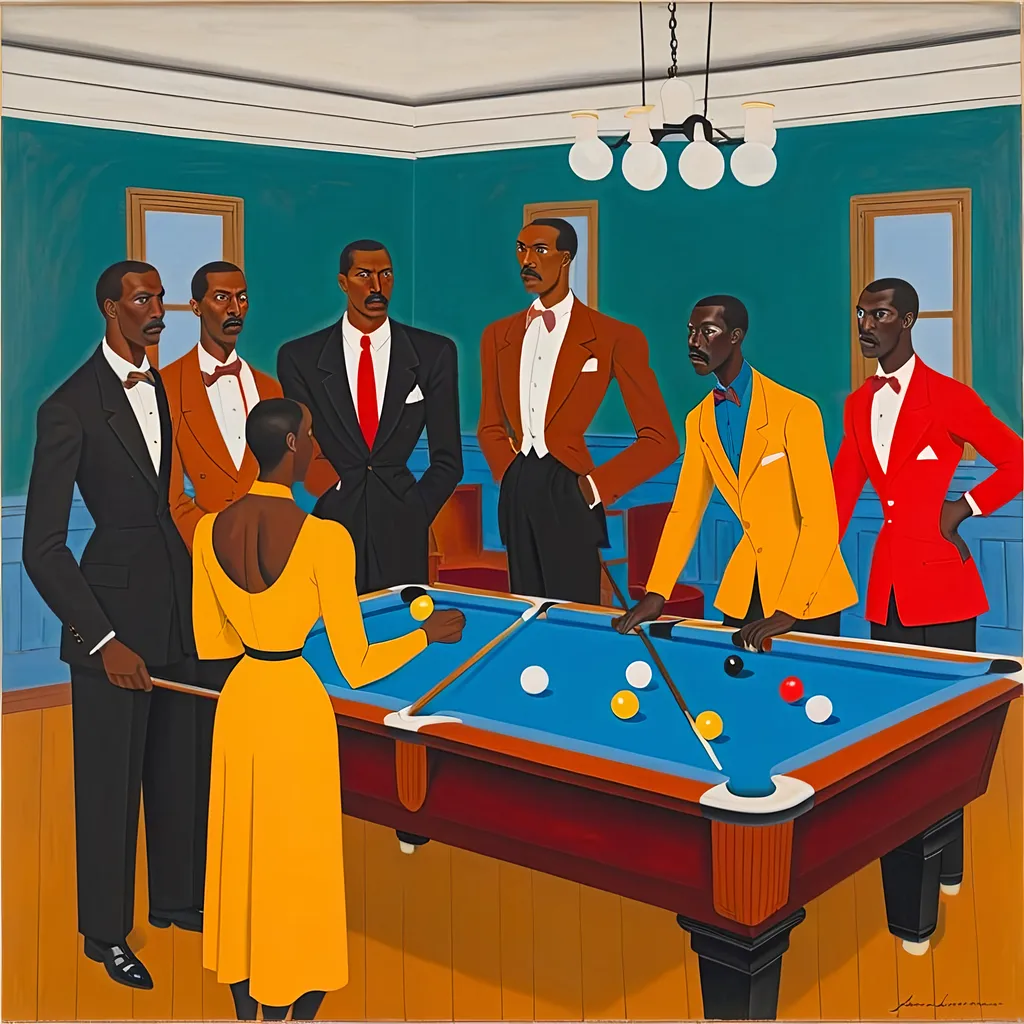 Prompt: Jacob Lawrence, Pool Parlor, 1942