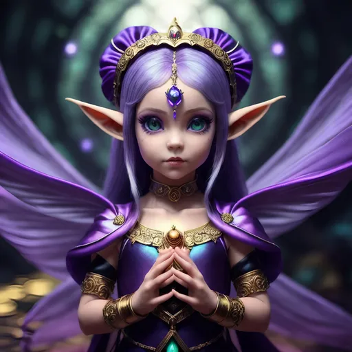 Prompt: {center shot} 3D, HD, Scary, Dreamy, Nightmarish, Cute!!!!(female{elf}Toddler!!!) {facing camera} dressed in {silk Sorceress outfit}, Expansive psychedelic background, ultra-detailed, backlit, shadows, ultra-sharp focus, detail, ominous, golden ratio, intricate, cinematic character render, 64K --s98500