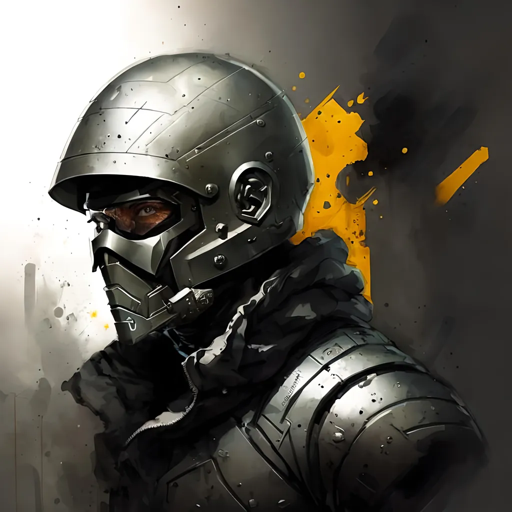 Prompt: Futuristic warrior with dark helmet