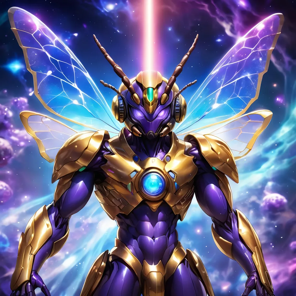 Prompt: tarantula clad in shimmering gold exoskeleton with a tan neck fluff and blue carpenterbee eyes

Vivid purple mantis surrounded by glowing swirling iridescent violet energy as it prepares to Obliterate the world
Black guy brown skin 
Within this 8K anime-style but also a captivating Digimon companion standing by your side. The bee, with its glowing brown skin and animated afro hairstyle, exudes vitality. In your grasp, the luminous lightsaber adds an element of forceful determination, all meticulously detailed in the anime aesthetic.

Your focused expression as you tap into the force is complemented by the presence of your Digimon companion. This digital creature, intricately designed in the high-definition resolution, stands by your side, ready for the cosmic adventure. Against the futuristic dreamscape backdrop, swirling galaxies and vivid lighting create an enchanting atmosphere.

Together, you and your Digimon companion become central figures in this 8K anime masterpiece, blending dynamic character design, force manipulation, and the digital mystique of the Digimon universe, all rendered in stunning detail.