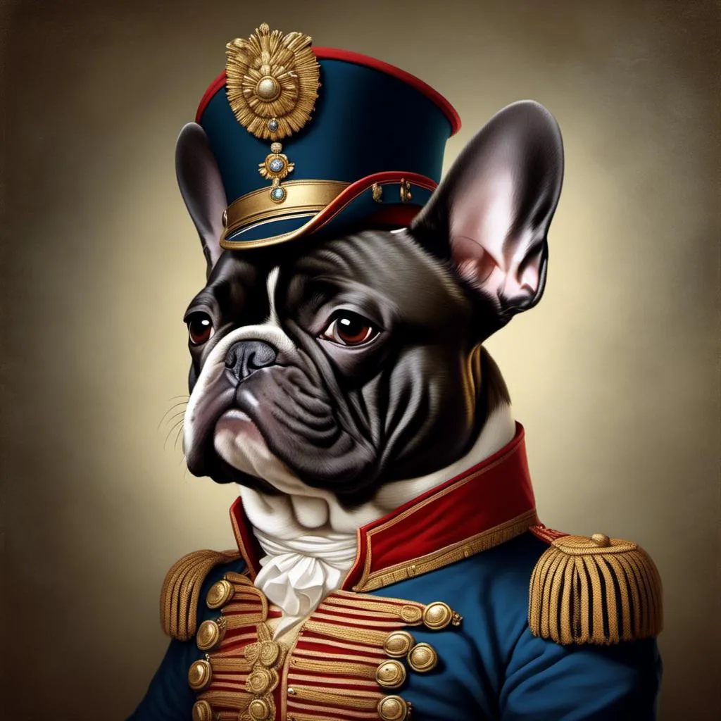 Prompt: <mymodel>French Bulldog as Napoleon. 