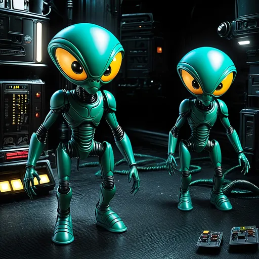 Prompt: Aliens from batteries not included.