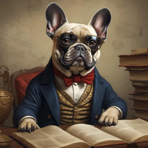 Prompt: <mymodel>French Bulldog as french philosopher. 