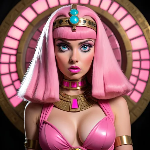 Prompt: Madelyn Cline  as hypnotic pink bimbo  scifi Cleopatra             