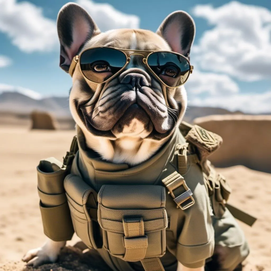 Prompt: <mymodel>French Bulldog as an army ranger.