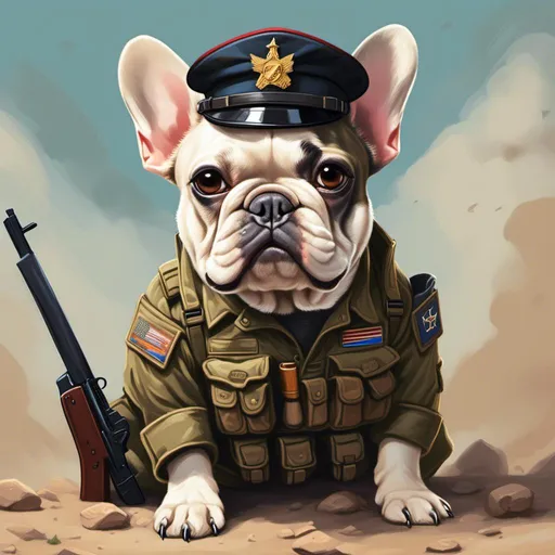 Prompt: <mymodel>French Bulldog as an army ranger.