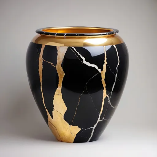 Prompt: giant Onyx and gold pot.