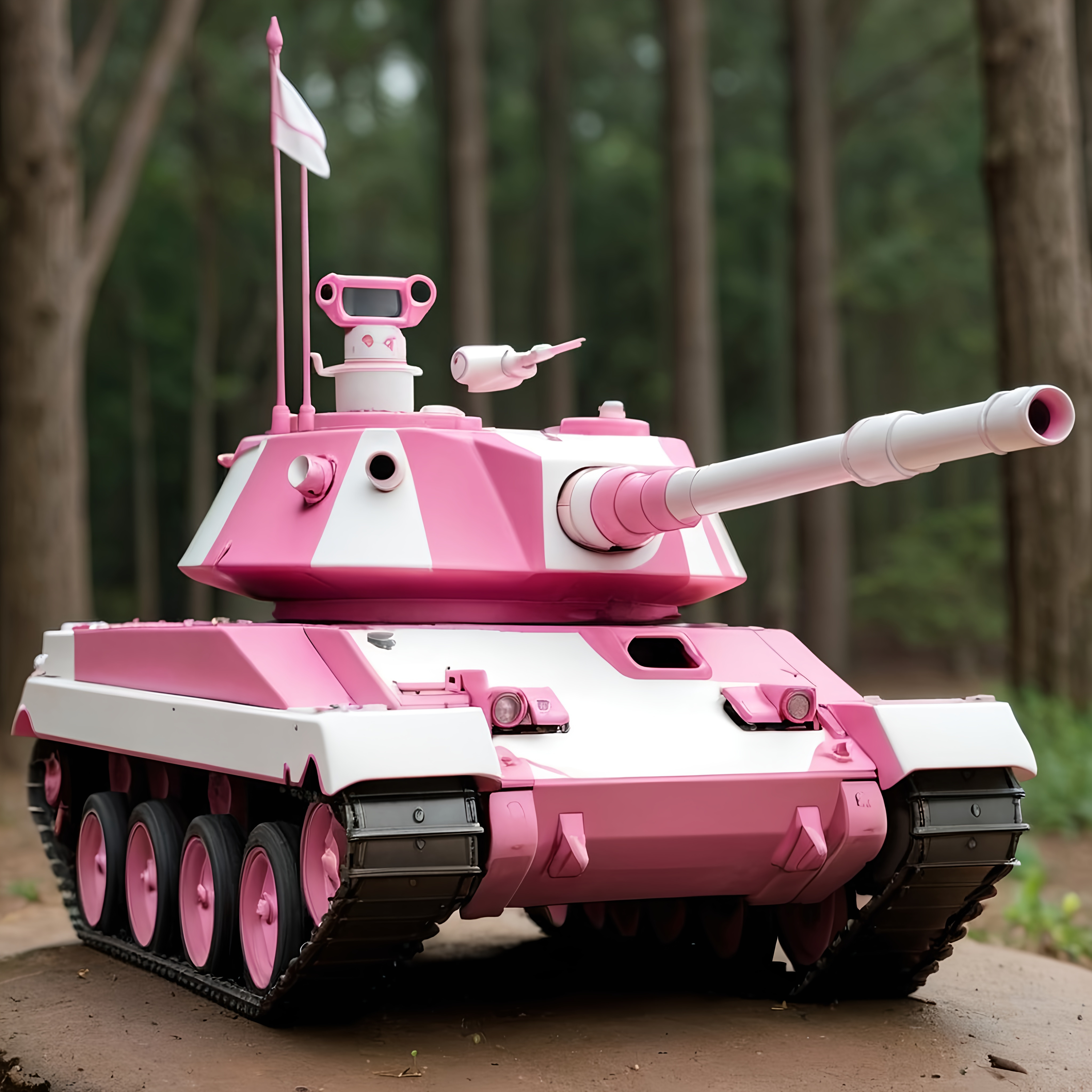 Pink and white Abraham's tank, detailed tracks and h