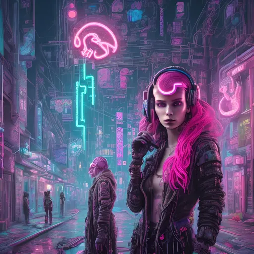 Prompt: A detailed portrait of a cyberpunk victorian pretty lady in a Futuristic Cityscape and Neon Pink Flamingo, Street Art, Graffiti Style, Bold, Digital Painting, Urban, Edgy, Colorful, 8K, Intricate Details illuminated by a neon sunset, by Alex Konstad, Tatsuya Ishida, and Patrick Brown, dramatic lighting, hyper-realistic details, with digital painting techniques, trending on Artstation, cinematic cinematic lighting.