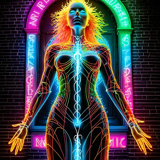 Prompt: electrified physical graffiti neon space body 