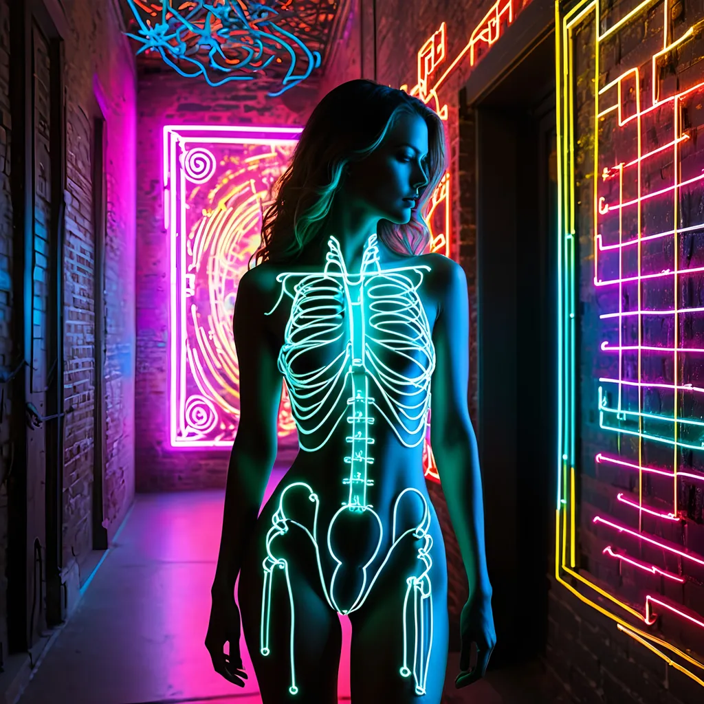 Prompt: electrified physical graffiti neon space body 