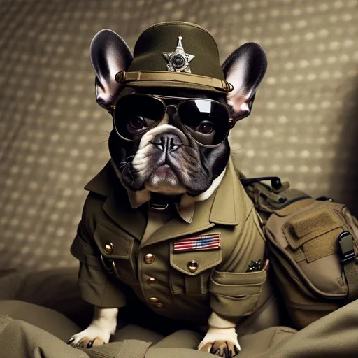 Prompt: <mymodel>French Bulldog as an army ranger.