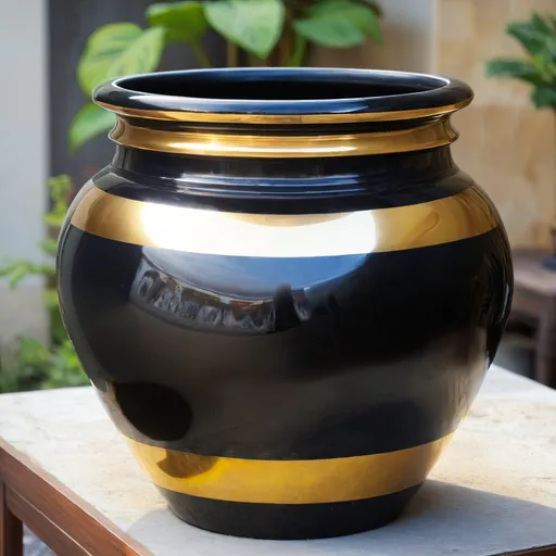 Prompt: giant Onyx and gold pot.