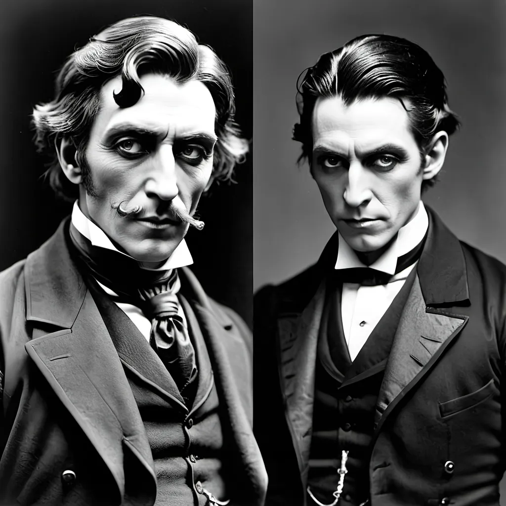 Prompt: Dr. Jekyll and Mr. Hyde, hot vs cold split personality in the style of Strange Case of Dr Jekyll and Mr Hyde, 1886 Gothic, by Robert Louis Stevenson.