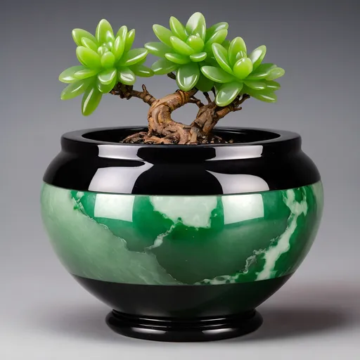 Prompt: Onyx and jade pot.