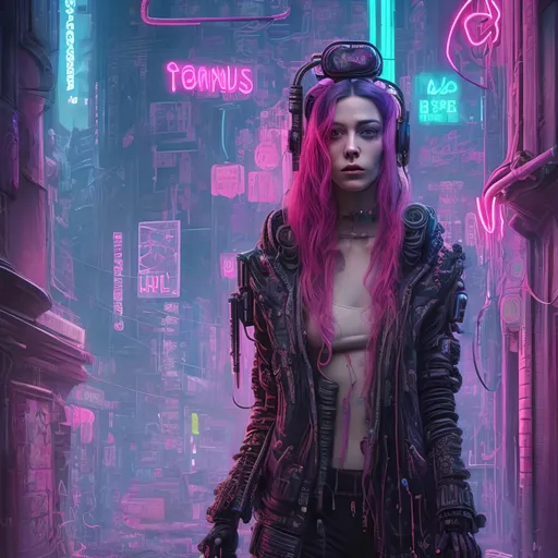 Prompt: A detailed portrait of a cyberpunk victorian pretty lady in a Futuristic Cityscape and Neon Pink Flamingo, Street Art, Graffiti Style, Bold, Digital Painting, Urban, Edgy, Colorful, 8K, Intricate Details illuminated by a neon sunset, by Alex Konstad, Tatsuya Ishida, and Patrick Brown, dramatic lighting, hyper-realistic details, with digital painting techniques, trending on Artstation, cinematic cinematic lighting.