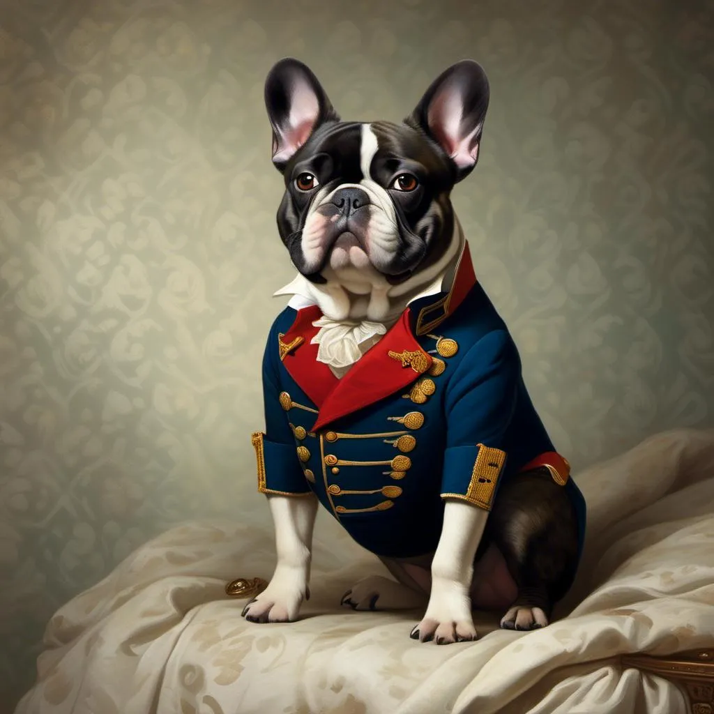 Prompt: <mymodel>French Bulldog as Napoleon. 