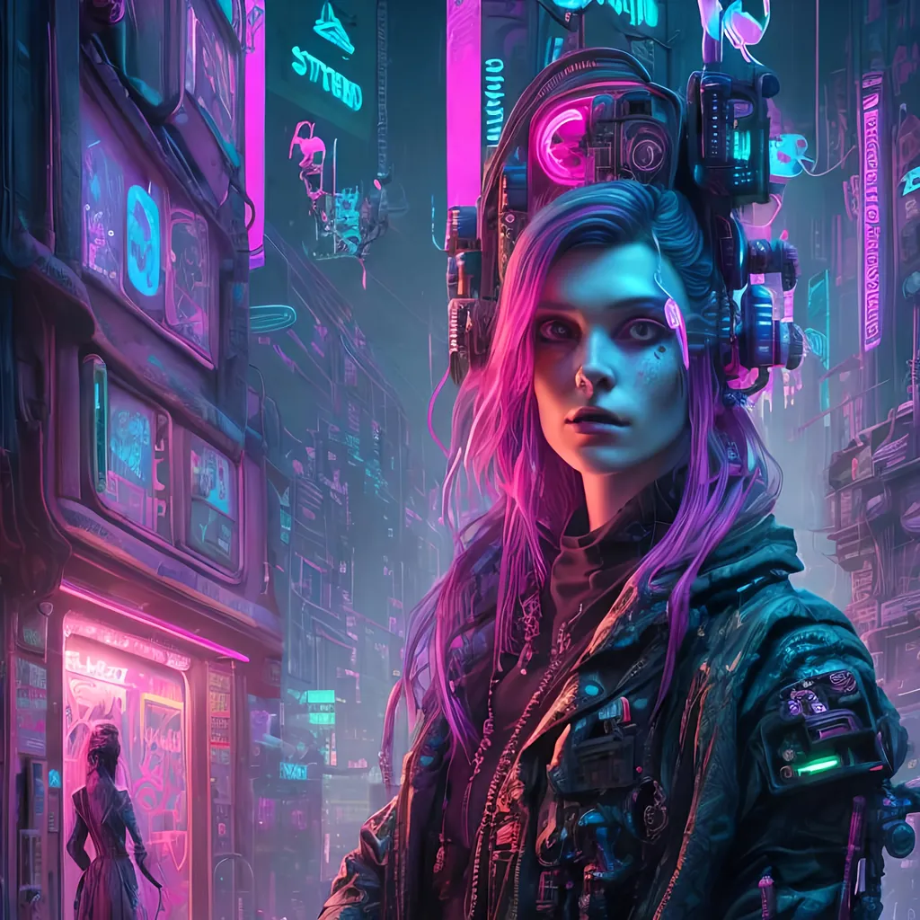 Prompt: A detailed portrait of a cyberpunk victorian pretty lady in a Futuristic Cityscape and Neon Pink Flamingo, Street Art, Graffiti Style, Bold, Digital Painting, Urban, Edgy, Colorful, 8K, Intricate Details illuminated by a neon sunset, by Alex Konstad, Tatsuya Ishida, and Patrick Brown, dramatic lighting, hyper-realistic details, with digital painting techniques, trending on Artstation, cinematic cinematic lighting.