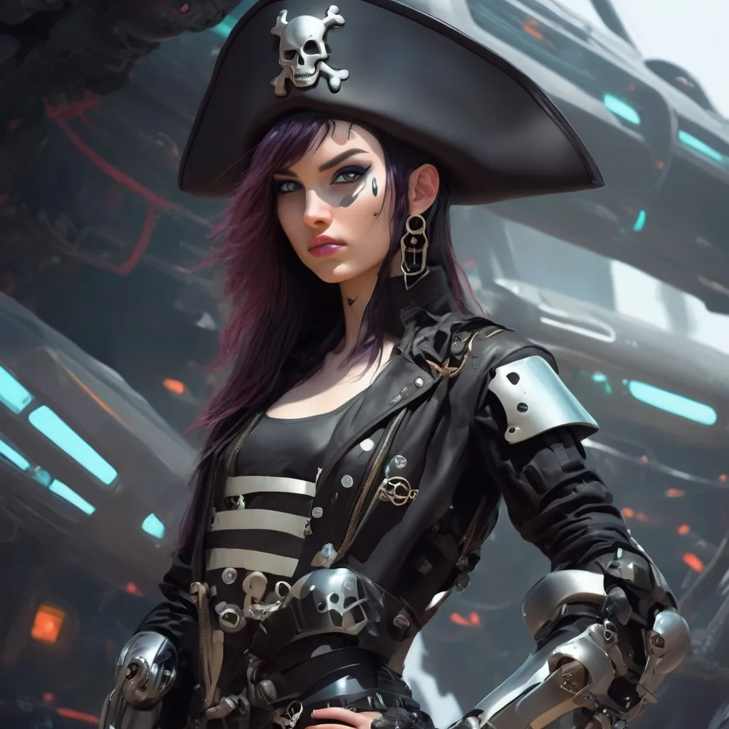 Prompt: Futuristic pirate girl.