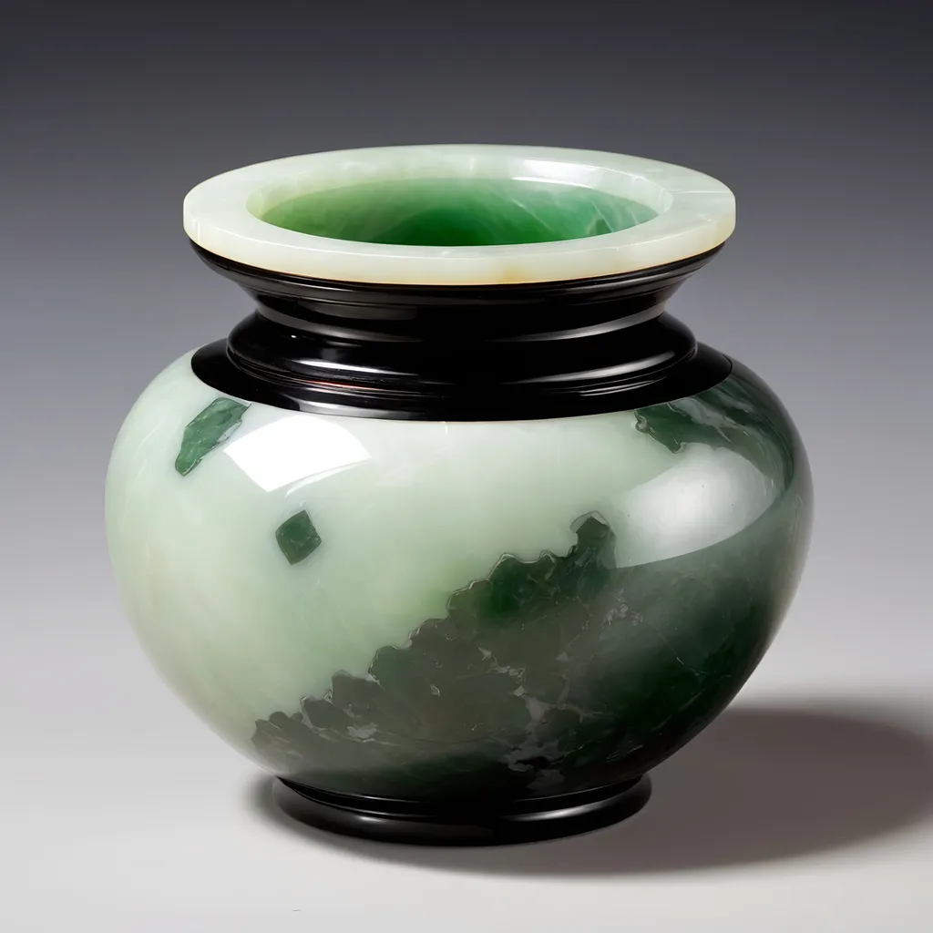 Prompt: Onyx and jade pot.