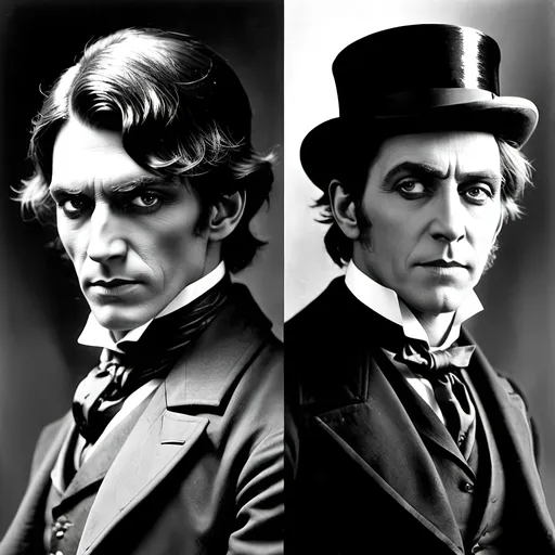 Prompt: Dr. Jekyll and Mr. Hyde, hot vs cold split personality in the style of Strange Case of Dr Jekyll and Mr Hyde, 1886 Gothic, by Robert Louis Stevenson.