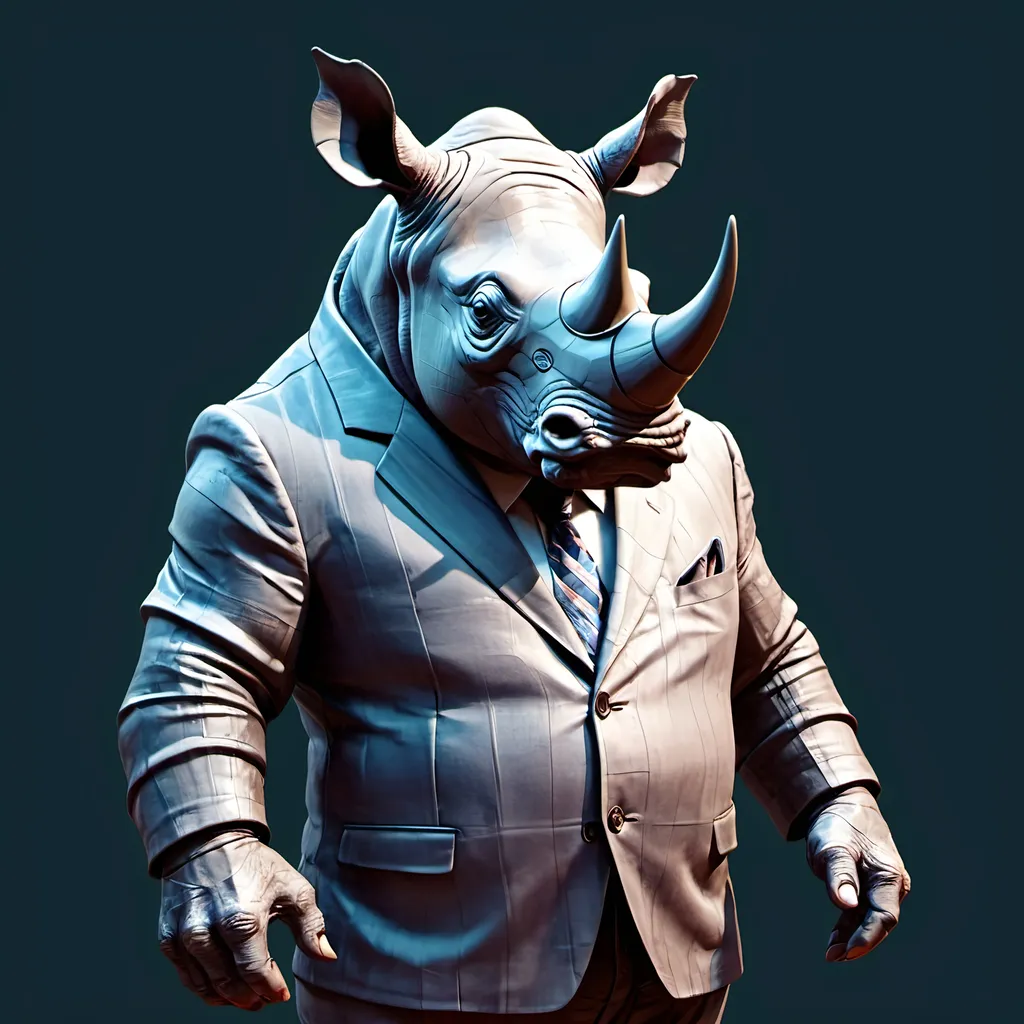 Prompt: anthropomorphic rhino glitch god