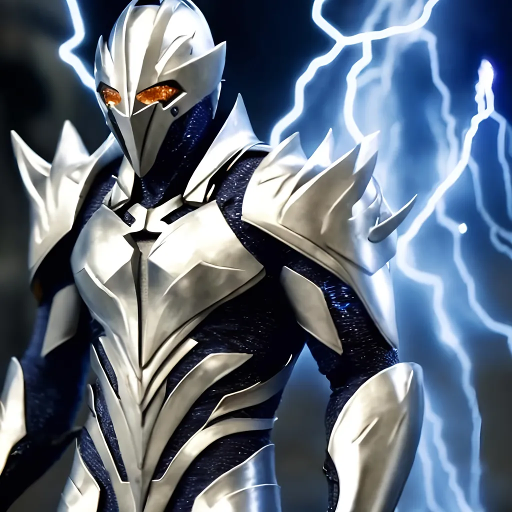 Prompt: Savitar the god of speed white suit all colors crystal on his armor
