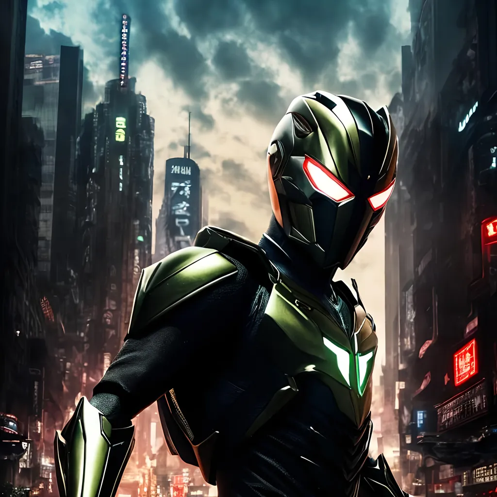 Prompt: Ultra Realistic, kamen rider, Intriguing complex multiple characters in a [machinecore] movie scene still, raw cinematic realism, insane details, crisp, tack sharp focus, intricate, dark art, perfect face. digital illustration by dan mumford, The composition is very detailed, 8K, perfect composition, golden ratio, red and white, cypunk, tokyo, japan, by artstation, furistic, holographic, 8k