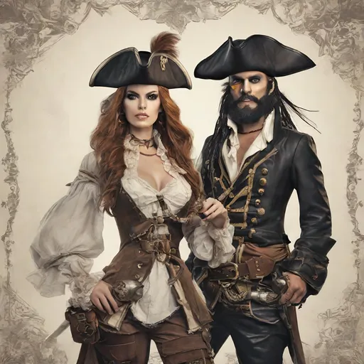 Prompt: Pair of elegant pirates.