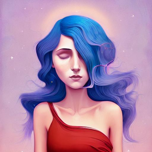 Prompt: In style of christian Schloe and daria Petrilli, a giant colorful bird flying with a beautiful cute girl with a very long and wild  ombre gradient blue hair on its back in a beautiful starry sky. Craquelure, egg tempera effect, Naive art, extremely detailed, optical illusion, oil painting 