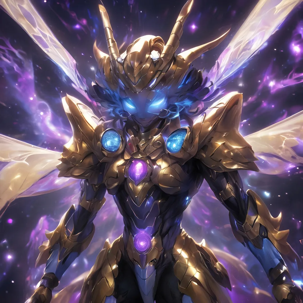 Prompt: tarantula clad in shimmering gold exoskeleton with a tan neck fluff and blue carpenterbee eyes

Vivid purple mantis surrounded by glowing swirling iridescent violet energy as it prepares to Obliterate the world
Black guy brown skin 
Within this 8K anime-style but also a captivating Digimon companion standing by your side. The bee, with its glowing brown skin and animated afro hairstyle, exudes vitality. In your grasp, the luminous lightsaber adds an element of forceful determination, all meticulously detailed in the anime aesthetic.

Your focused expression as you tap into the force is complemented by the presence of your Digimon companion. This digital creature, intricately designed in the high-definition resolution, stands by your side, ready for the cosmic adventure. Against the futuristic dreamscape backdrop, swirling galaxies and vivid lighting create an enchanting atmosphere.

Together, you and your Digimon companion become central figures in this 8K anime masterpiece, blending dynamic character design, force manipulation, and the digital mystique of the Digimon universe, all rendered in stunning detail.