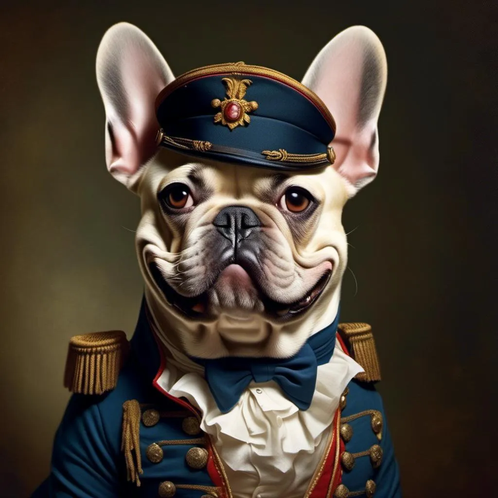 Prompt: <mymodel>French Bulldog as Napoleon. 