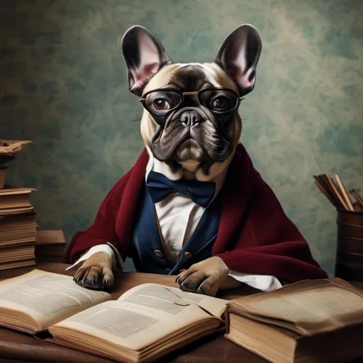 Prompt: <mymodel>French Bulldog as french philosopher. 