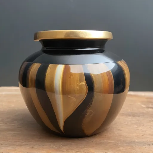 Prompt: Onyx and gold pot. Tigers eye.