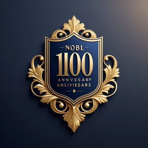 Prompt: (noble pin design), 100th anniversary emblem, elegant typography, distinct guild symbol, classy color palette, rich gold and deep blue tones, high-quality detailing, intricate patterns and textures, mesmerizing reflections and highlights, minimalist yet sophisticated design, suitable for a prestigious celebration, visually captivating and professional outlook, suitable for production quality, ideal for promotional materials.