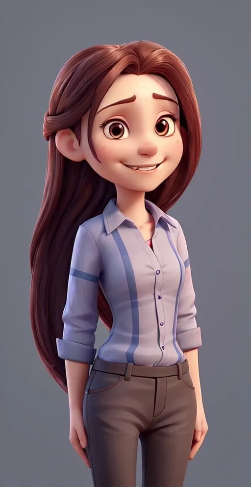 Prompt: Create avatar for [ youtube channel ] for a woman with long dark hair wearing a shirt, standing , smiling and looking directly at the camera. Her hands are placed in her lap, creating a sense of elegance and beauty in the scene.