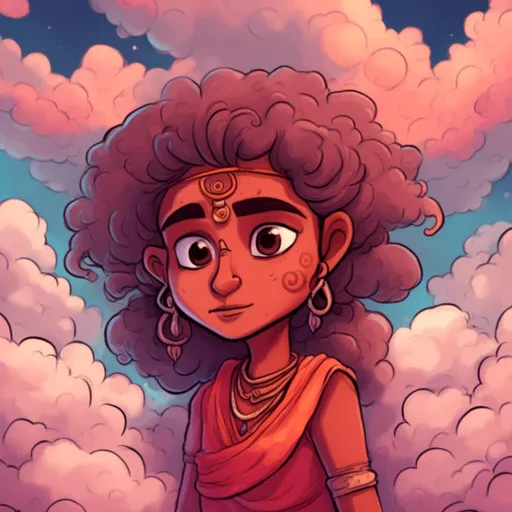 Prompt: <mymodel> an Indian 
 girl
ethereal and dreamlike, detailed fur with soft highlights, intense and focused gaze, vibrant and surreal color palette, realistic cloud formations, aerial perspective, mystical atmosphere, , dreamy, surreal, fluffy clouds, detailed eyes, majestic, vibrant colors, professional, atmospheric lighting