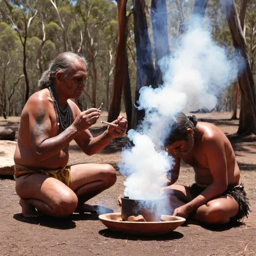 Prompt: Australian Aboriginal smoking ceremony 
