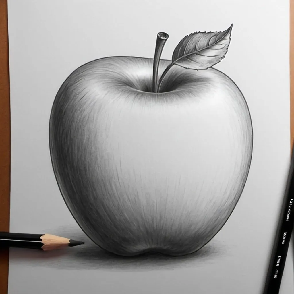 Prompt: create a drawing apple by pencil.