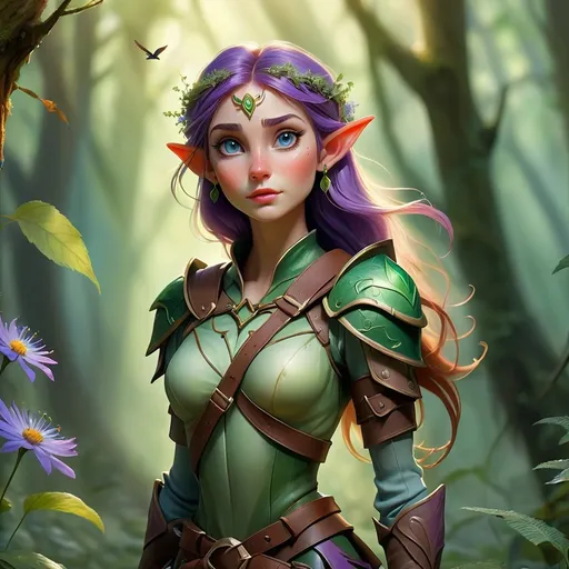 Prompt: Elf ranger in a mystical forest around sunlight