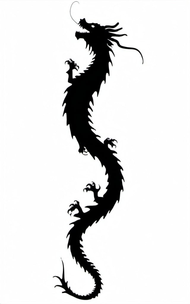 Prompt: Dragons body in a white background