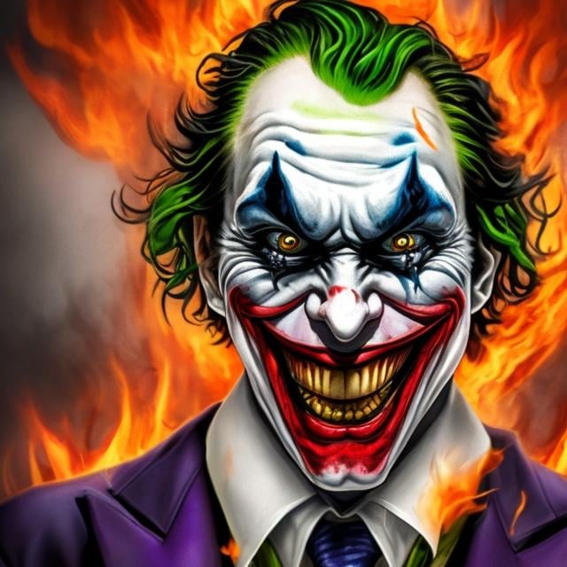 A detailed Joker smile with burning red eyes that ar... | OpenArt