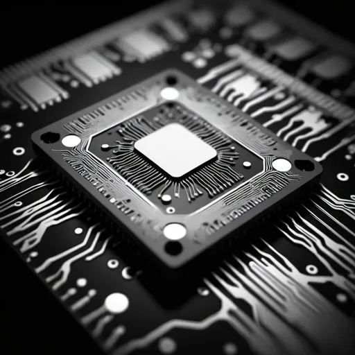 Prompt: someone is designing a neuromorphic chip. Balck&white image. Technology
