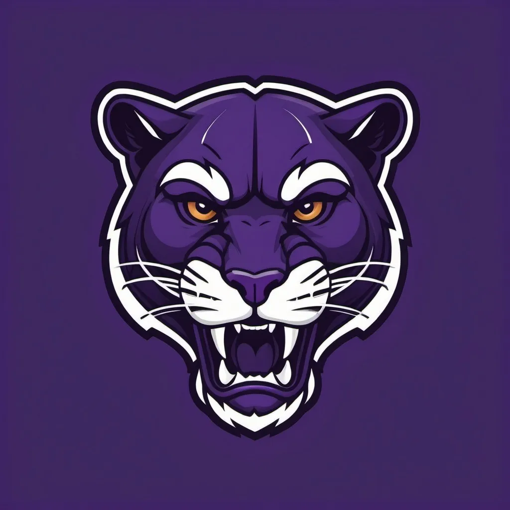 Prompt: purple football team logo with panther  mascot minimalized 
