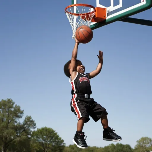 Prompt: Black midget dunking