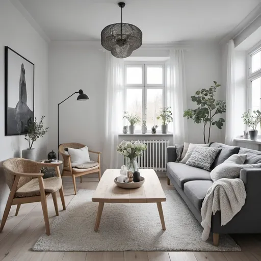 Prompt: a typical nordic stylish living room